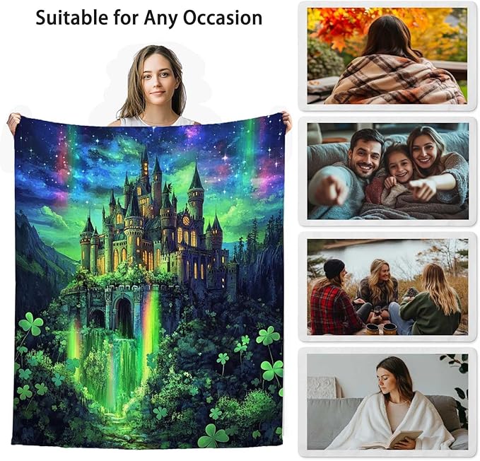 Fantasy Castle Throw Blanket 60x80 Inches | Aurora Magical Fleece Blanket for Couch Sofa Bed | Fairy Tale Landscape Decorative Throw | Soft Cozy Gift for Women Girls