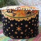 Zodiac Astrology Mandala Large Ottoman Floor Cushions Cover Decorative Throw Pillow Cases Round Ottoman Cover Siting Footstool Bohemian Kids Bean Bag Case