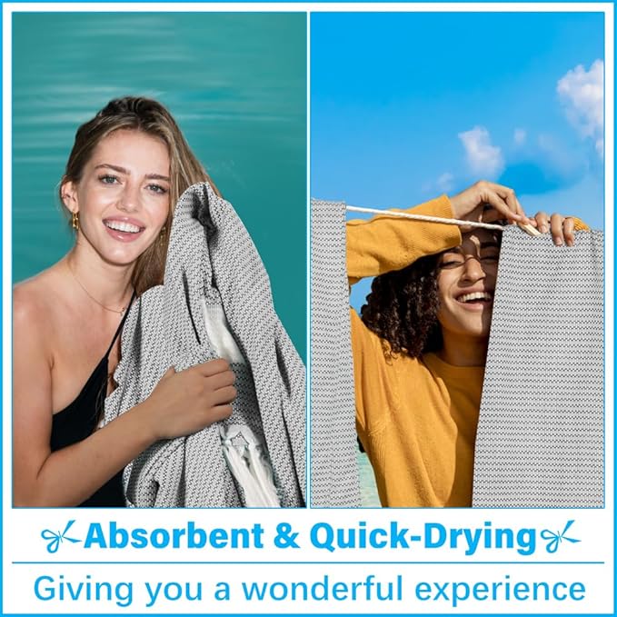 Oversized Turkish Beach Towel Blanket XXL Cotton Sandproof Towels Boho Woven Extra Large Big Sand Free Giant Throw Blankets Huge Quilt XL Picnic Camping Necessities Cloud For Adult Gifts Grey