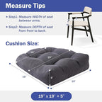 Outdoor Chair Cushions Set of 2, Patio Chair Cushions with Ties,19x19+5” Tufted Outdoor Seat Cushions, Waterproof Patio Furniture Cushions, Outdoor Dining Chair Pads, Dark Grey (Pack of 2)