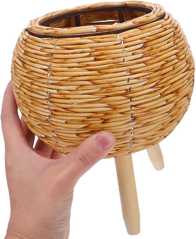 Home Woven Rattan Plant Basket Plant Pot Rack for Indoor and Outdoor Use Stylish Flower Pot Stand for Living Room Balcony and Garden Decor