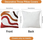 Boho Throw Pillow Covers 18x18 Inch Set of 1, Tufted Abstract Decorative Pillow Cover Mid Century Modern Pillow Cases Bohemian Cushion for Couch Sofa Bed Living Room Home Decor, Orange-red