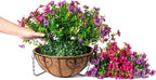 HyeFlora Artificial Faux Hanging Plants Flowers Basket for Spring Summer Outdoor Outside Decoration, Fake Silk Colorful Daisy Eucalyptus in Planter UV Resistant Realistic for Porch Patio Balcony Yard