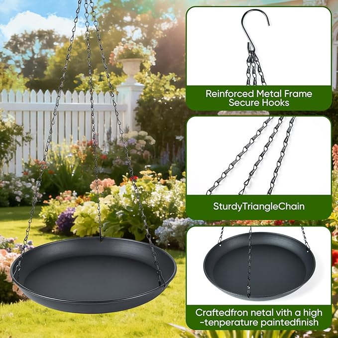 Metal Plant Hanger for Indoor Outdoor Use,Hanging Planters for Plants Basket with 9.8in/11.8inDiameter, Black Window Shelf for Plants（11.8IN）