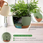 Set of 2 Hanging Planters for Indoor Outdoor Plants, 8 Inch Self-Watering Hanging Flower Pots with Drainage Hole & Removable Water-Storage Tray (Hooks)