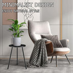 Plant Stand Indoor, Mid Century Wood Plant Stand Black Plant Table for Flower Pots, Tall Metal Plant Holder, Modern Home Decor Small Round Side End Table (11.8"x16")