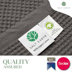 Salt Earth GOTS Certified 100% Organic Cotton Throw Blanket, 60" X 80" Waffle Blankets & Throws for Bed, Throw Blanket for Couch,Modern and Cozy Blanket,All Seasons, Comfy Soft Blanket(Charcoal Grey)
