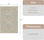 GENIMO 2x3 Washable Small Entryway Rug, Non-Slip Front Door Mat for Kitchen, Bathroom, Laundry, Vintage Boho Floral Thin Indoor Carpet, Beige Pink