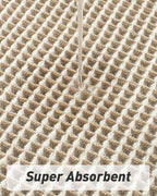AMOAMI Upgraded Waffle Bath Mat, Super Absorbent Non Slip Bath Mats for Bathroom Floor, Machine Washable Bathroom Rugs with Tassels, Rubber Backed Bathroom Mats, Ultra Soft, 18" x 30",Brown & Cream