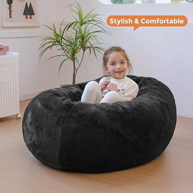 MAXYOYO 3 in 1 Kids Bean Bag Chair Bed, Child Floor Sofa for Gaming, Reading, Faux Fur Floor Mattress with High-Density Foam Filling for Living Room Bedroom
