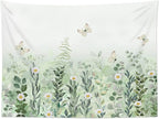 EOBTAIN Sage Green Leaves Tapestry Eucalyptus Leaf Botanical Plant Vintage Daisy Flowers Butterfly Floral Tapestries Simple Cottagecore Aesthetic Tapestry Wall Hanging Living Room Bedroom Dorm 60Wx40H
