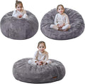 MAXYOYO 3 in 1 Kids Bean Bag Chair Bed, Child Floor Sofa for Gaming, Reading, Faux Fur Floor Mattress with High-Density Foam Filling for Living Room Bedroom