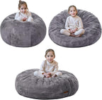 MAXYOYO 3 in 1 Kids Bean Bag Chair Bed, Child Floor Sofa for Gaming, Reading, Faux Fur Floor Mattress with High-Density Foam Filling for Living Room Bedroom