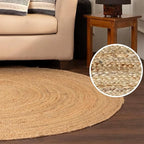 · REDEARTH · Round Area Rug - 5 Feet Braided Natural Jute Rug- Artisan Made Reversible Boho Jute Rugs for Bedroom - Kitchen - Living Room - Farmhouse - Home Decor - Handmade Rustic Vintage Décor