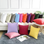 Thmyo 4-Pack 100% Cotton Comfortable Solid Decorative Throw Pillow Case, Square Cushion Cover Pillowcase Sublimation Blank Pillow Covers DIY Throw Pillowcase for Sofa(24x24 inch/ 60x60cm,Rose red)