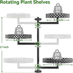 OVICAR Rotating Window Plant Shelves - Indoor Wall Plant Stand 3-Tier Floral Metal Window Shelf Holder for Multiple Plants with Hanging Hooks Home Decor Black