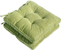 Tiita Chair Pads for Dining Chairs, Seat Cushions with Ties 18x18 Inches, Square Pillows Pad Set of 2 for Kitchen, Green