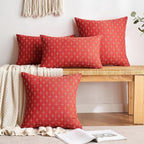 MIULEE Pack of 2 Christmas Decorative Burlap Linen Throw Pillow Covers Modern Farmhouse Pillowcase Rustic Woven Textured Cushion Cover for Sofa Couch Bed 12x20 Inch Christmas Red