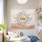 MNOSAIOO Inspirational Boho Sun Wall Tapestry Hanging for Classroom Kids, I Am Brave Important Tapestry, Motivational Mental Health Tapestries Wall Decor for Bedroom Therapy Office Home 60x50 inch