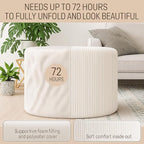 Round Pouf Ottoman and Foot Rest, Soft Corduroy Poufs with Foam Filling, Comfort Sponge Stuffed Poofs for Couch Desk Resting Your Feet, White