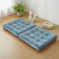 Meditation Floor Pillow Set of 2, Large Velvet Floor Pillows for Sitting, Tufted Floor Seating Cushions for Adults, Big Pillows for Yoga & Living Room, 22x22 Inch, Blue