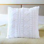 White Euro Sham Covers Shabby Chic Boho Tufted 26x26 Set of 2 Euro Pillow Covers Poms Diamonds Moroccan Embroidery Decorative European Large Pillow Cover