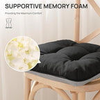 Love's cabin Memory Foam Chair Cushions Set of 4, 19"x19"x3.5" Indoor & Outdoor Seat Pads for Dining, Kitchen, Office, Patio Chairs - Black