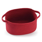 Cute Burgundy Woven Gift Basket – Empty Burr Baskets for Valentines Day Birthday Raffle, Decorative Storage Organizer Box for Toys Seasonal Decor (13" D x 8" W x 6" H)