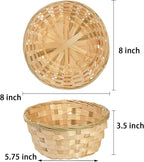 TOPZEA 10 Pack Round Gift Baskets, 8 Inch Natural Bamboo Woven Fruit Basket, Small Wicker Bread Roll Serving Basket, Food Storage Bin Handmade Baskets for Kitchen Restaurant Centerpiece Christmas