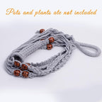 35 Inch Macrame Plant Hanger, Large for up to 15 Inch Pot Extra Long Hanging Planter Holder Basket with Wood Beads for Indoor Outdoor Home Decor (Grey, 2-Pack)