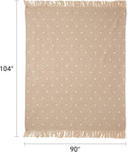 100% Cotton Boho Throw Blanket for Home Decor – Classic Farmhouse Quilt Bedding, Muslin Blankets for Adults, Vintage Woven Decorative Blanket for Couch, Bed Layering Use, Classic Dotted, 104"x90"