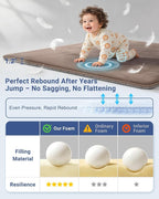 Thick Baby Play Mat for Floor,50 x 50 Playpen Mat,Tummy Time Foam Mats,Ultra Soft Support & Plush Feel,Easy Care with Non-Slip Cushioned for Infant,Kids and Toddler Crawling,Brown