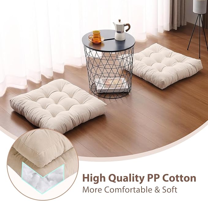 Tiita Outdoor Cushions Square Floor Pillow Thicken Tufted Seat Pad Large Floor Cushion for Yoga Meditation Living Room