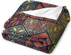 Hippie Bohemian Mandala Throw Blanket Indian Flower Floral Texture Print Blanket for Sofa Bed Couch Chair Or Dorm 50"x60"