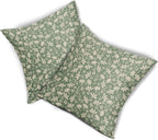 Spring Sage Green Pillow Covers 18x18 Set of 2 Vintage Floral Rustic Old Style Cute Flower French Print Decorative Outdoor Pillowcases Seasonal Farmhouse Throw Cushion Case Decor for Couch Sofa Bed