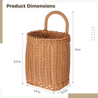 Hanging Wall Basket, Woven Imitation Rattan Storage Organizer, Decorative Door Basket, Plastic Kitchen Wicker Basket for Fruits, Vegetables, Flowers, Sundries
