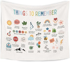 WARDOS Mental Health Tapestry, Things to Remember Inspirational Tapestry Wall Hanging, Positive Affirmation Psychology Wall Blanket Decor for Therapy Calming Office Classroom, 50x60 Inch