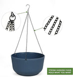 Dexceder 11.2 Inch Self Watering Hanging Planters Indoor Outdoor, Thickened Hanging Basket Flower Plant Pot (2 Pack, Deep Blue)