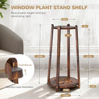 2 Tier Round Plants Stand Pedestal Indoor ,Wood Single Plant Shelf Corner,12 Inch Plant Pot Holder Rack ,Tall Flower Stands Shelves for Living Room Patio Balcony Outdoor,Rustic,Walnut