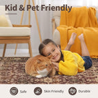 Oriental 5x7 Area Rugs for Living Room Bedroom, Vintage Washable Christmas Rug, Red Boho Area Rug, Non Slip & Low Pile Faux Wool Carpet for Indoor Dining Room and Kids Room(Red 5x7ft)