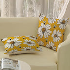 Summer Pillow Covers 18x18 Inch Set of 2 Yellow Daisy Sunflowers Floral Bee Pillow Covers Spring Outdoor Pillow Cases Linen Farmhouse Seasonal Cushion Covers Decor for Living Room Bedroom
