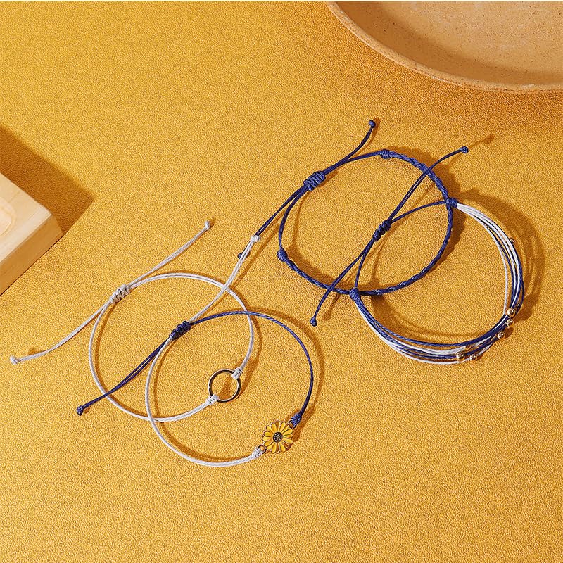choice of all String Bracelets for Women Boho Wave Surfer Beach Wear Cute Bracelets Set Summer Friendship Jewelry Accessories Beach Stuff - color: B4：blue bracelet