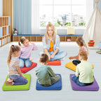 HONEY JOY 6PCS Floor Cushions for Kids, 16" Length Flexible Alternative Portable Classroom Seating with Handles, Easy to Clean, Thick Soft Foam Comfy Square Seats for Daycare Preschool, Colorful
