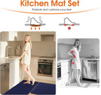 Kitchen Mats, 2PCS Kitchen Rugs, Cushioned Anti Fatigue Kitchen Mats for Floor, Non-Slip Standing Desk Mat, Waterproof Kitchen Rug Set for Kitchen, Floor, Office,17.3"×30"+17.3"×59",Blue