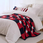 Amélie Home Patriotic Ultra Soft Knit Chenille Throw Blanket - Red White Blue Stars American Flag Pattern Cozy Blankets for Couch, 4th of July Memorial Independence Day Gifts, 50"x60", Red&Blue