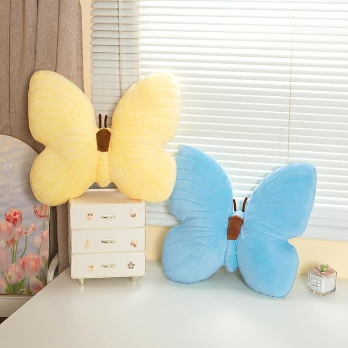 PEACH CAT Butterfly Pillow Decorative Butterfly Shaped Throw Pillows 15.7" x 15.7" Cute Plush Cushion Decor for Bedroom Living Room Couch Sofa Blue
