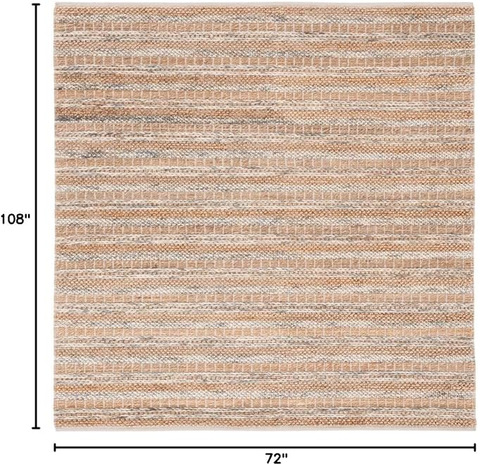 SAFAVIEH Natura Collection Area Rug - 6' x 9', Natural & Brown, Transitional Design, Ideal for High Traffic Areas in Living Room, Bedroom & Dining Room (NAT501T-6)