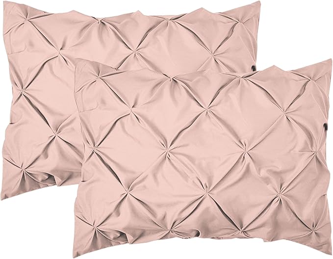 Elegant Comfort 2-Pack Sham Set Pinch Pleat Design, 1500 Premium Hotel Quality Microfiber, Stylish Design-Easy Care, Wrinkle and Stain Resistant, 2-Piece Sham Set, Pleated King, Light Pink