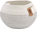 Goodpick Round Cotton Rope Storage Basket for Living Room, Bathroom, Kids' Corner & Shelves, Stores Towels, Cat Toys, Plants, White, 10"D x 8.3"H