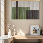 Sdjazl Woven Boho Macrame Wall Hanging Home Decor Tapestry Dip-Dyed Large Modern Fiber Colorful Mountain Landspace For Living room (black)